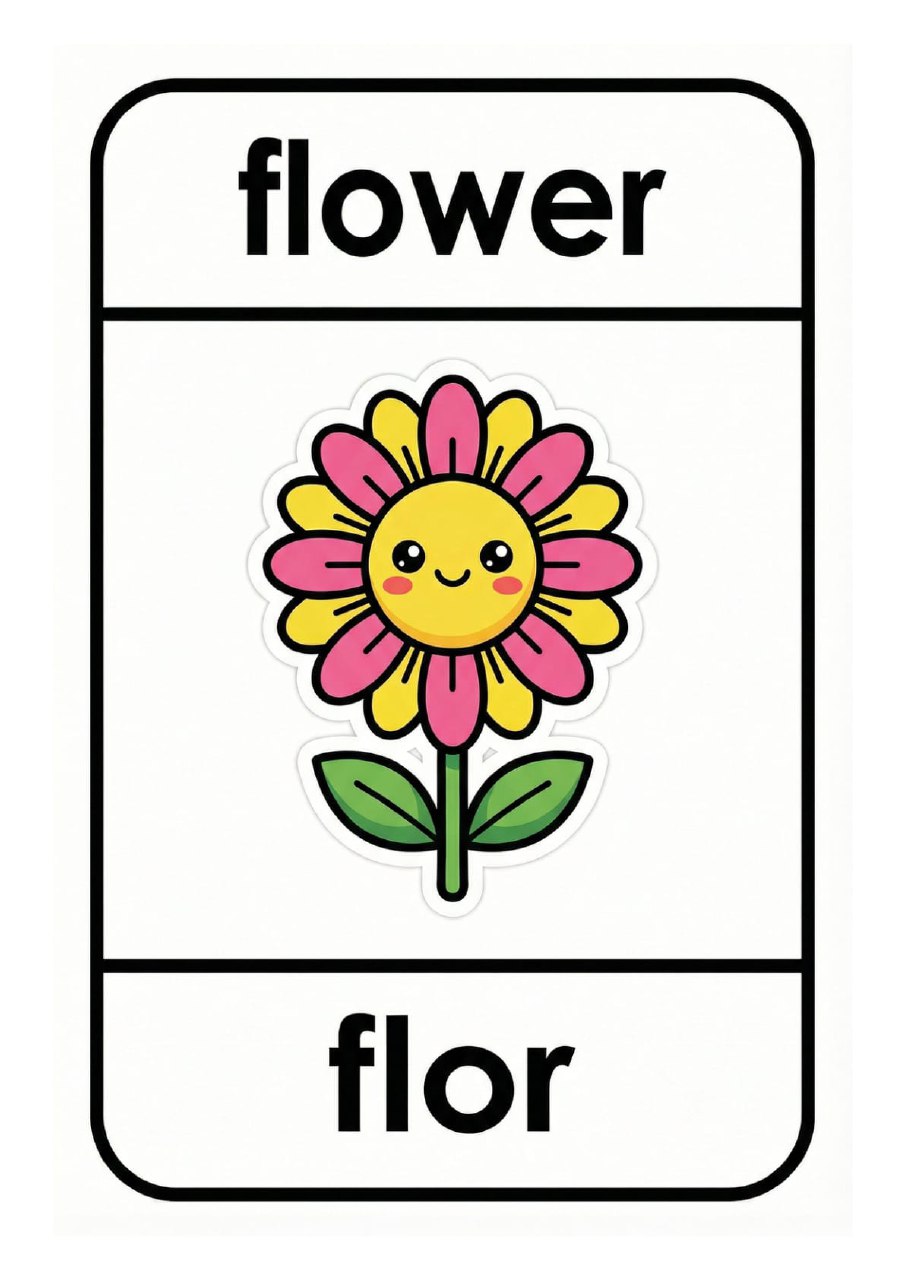 Flashcards Bilingües Inglés/Español | 40 Imprimibles para Niños