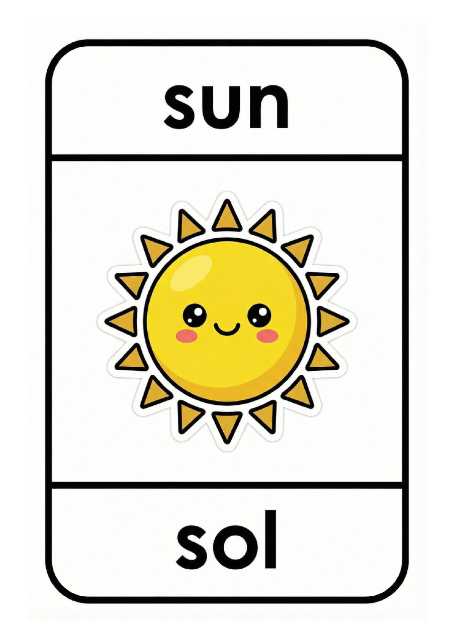 Flashcards Bilingües Inglés/Español | 40 Imprimibles para Niños